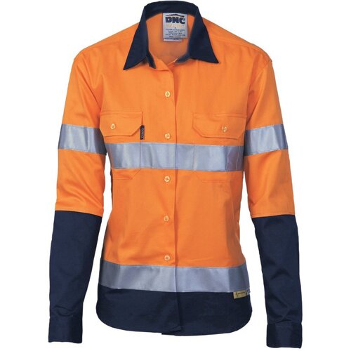 WORKWEAR, SAFETY & CORPORATE CLOTHING SPECIALISTS - Ladies HiVis Two Tone Drill Sh irt with 3M R/Tape - Long sleeve