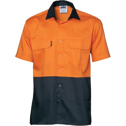 WORKWEAR, SAFETY & CORPORATE CLOTHING SPECIALISTS - HiVis 3 Way Cool-Breeze Cotton Shirt - short sleeve