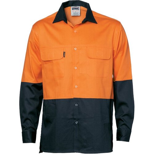 WORKWEAR, SAFETY & CORPORATE CLOTHING SPECIALISTS - HiVis 3 Way Cool-Breeze Cotton Shirt - Long sleeve