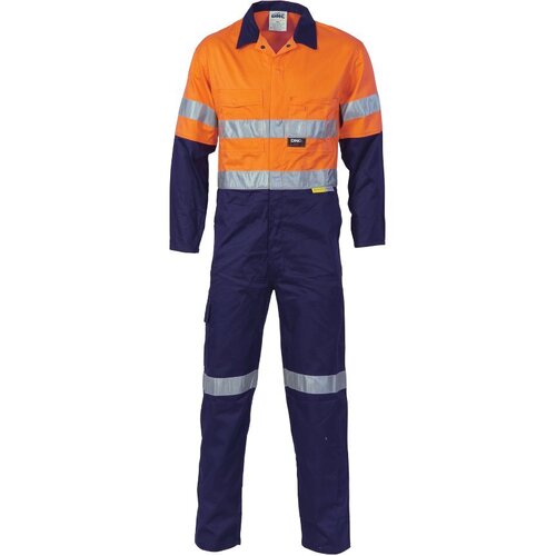 WORKWEAR, SAFETY & CORPORATE CLOTHING SPECIALISTS - HiVis Cool-Breeze two tone L.Weight Cott on Coverall with 3M R/Tape
