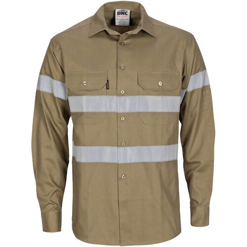 WORKWEAR, SAFETY & CORPORATE CLOTHING SPECIALISTS - HiVis Cool-Breeze Cotton Shirt with Generic R/Tape - Long sleeve