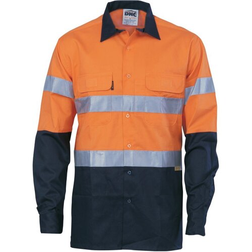 WORKWEAR, SAFETY & CORPORATE CLOTHING SPECIALISTS - HiVis Cool-Breeze Cotton Shirt with 3M 8906 R/Tape - Long sleeve