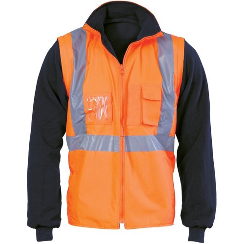 WORKWEAR, SAFETY & CORPORATE CLOTHING SPECIALISTS - HiVis Cross Back D/N 4 in 1 Zip Off Sleeve Reversible Vest