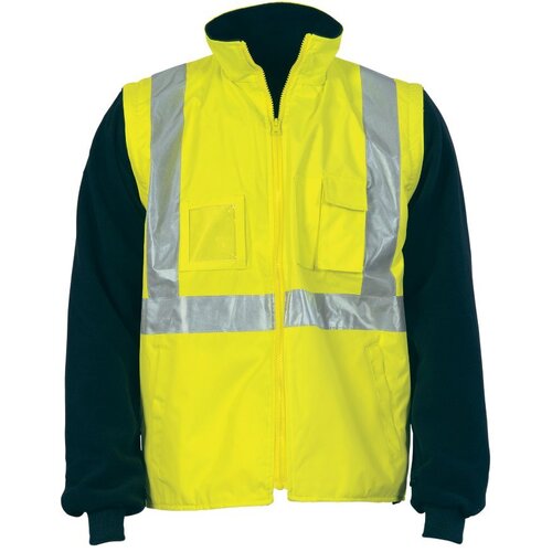 WORKWEAR, SAFETY & CORPORATE CLOTHING SPECIALISTS HiVis Cross Back D/N 4 in 1 Zip Off Sleeve Reversible Vest