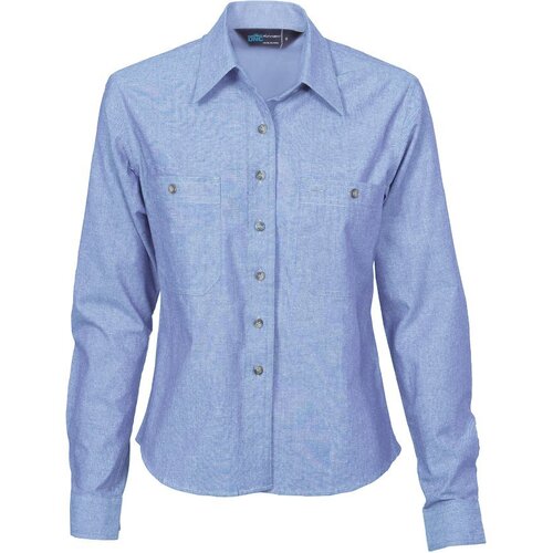 WORKWEAR, SAFETY & CORPORATE CLOTHING SPECIALISTS Ladies Cotton Chambray Shirt - Long Sleeve