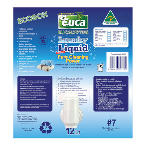 WORKWEAR, SAFETY & CORPORATE CLOTHING SPECIALISTS LAUNDRY LIQUID EUCALYPTUS 12LT CASK