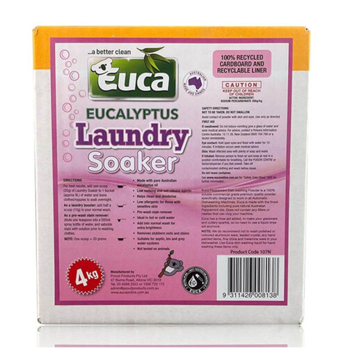 WORKWEAR, SAFETY & CORPORATE CLOTHING SPECIALISTS - LAUNDRY SOAKER BRIGHTNR EUCALYPTUS 4KG BOX