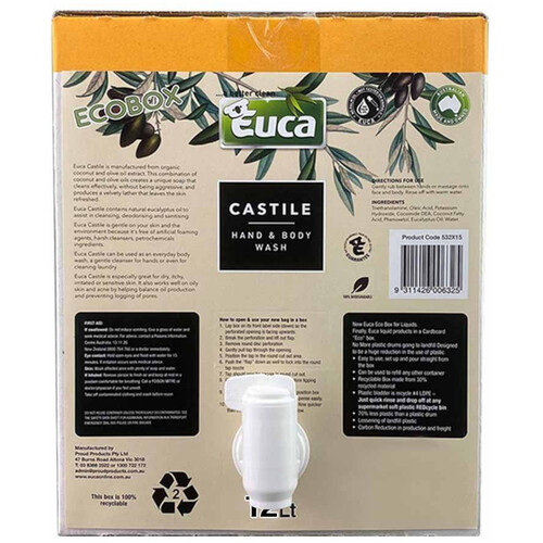 WORKWEAR, SAFETY & CORPORATE CLOTHING SPECIALISTS CASTILE EUCALYPTUS H&B WASH 12L CASK