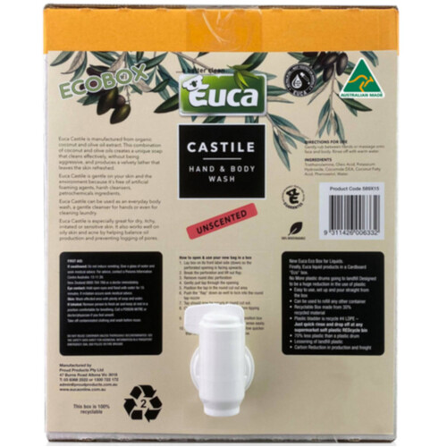 WORKWEAR, SAFETY & CORPORATE CLOTHING SPECIALISTS CASTILE UNSCENTED HAND&BODY WASH 12L CASK