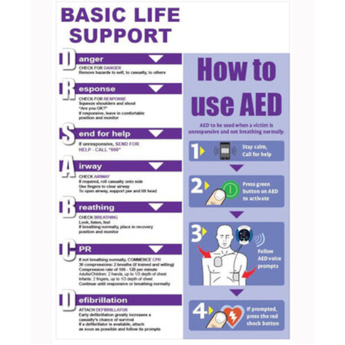 WORKWEAR, SAFETY & CORPORATE CLOTHING SPECIALISTS - AED CPR WALL CHART-N/A-One Size