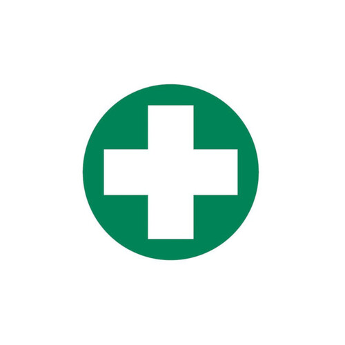 WORKWEAR, SAFETY & CORPORATE CLOTHING SPECIALISTS DECAL, FIRST AID CROSS ONLY, 50MM D., SELF ADHESIVE, 10PK