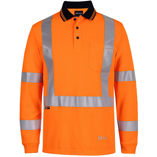 WORKWEAR, SAFETY & CORPORATE CLOTHING SPECIALISTS JB's HV L/S NSW/QLD RAIL X-BACK POLO