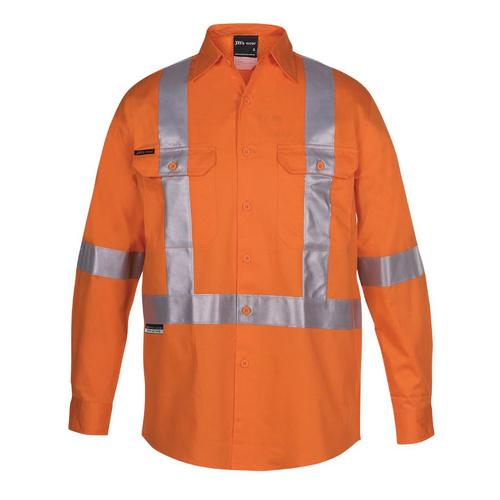 WORKWEAR, SAFETY & CORPORATE CLOTHING SPECIALISTS - JB's HI VIS (D+N) L/S 150G CROSS BACK TAPE SHIRT