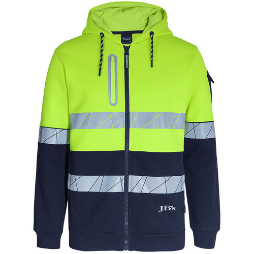WORKWEAR, SAFETY & CORPORATE CLOTHING SPECIALISTS JB's 450G HV FULL ZIP HOODIE WITH FRAG TAPE