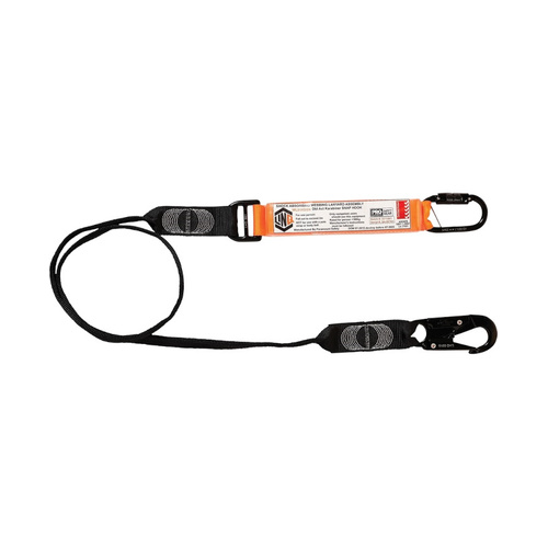 WORKWEAR, SAFETY & CORPORATE CLOTHING SPECIALISTS - Elite Single Leg Shock Absorbing Webbing Lanyard with Hardware KD & SN