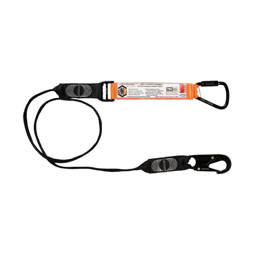 WORKWEAR, SAFETY & CORPORATE CLOTHING SPECIALISTS - Elite Single Leg Shock Absorbing Webbing Lanyard with Hardware KT & SN