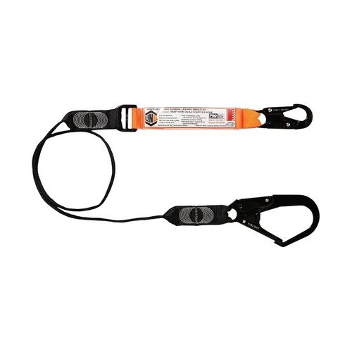 WORKWEAR, SAFETY & CORPORATE CLOTHING SPECIALISTS - Elite Single Leg Shock Absorbing Webbing Lanyard with Hardware SN & SD