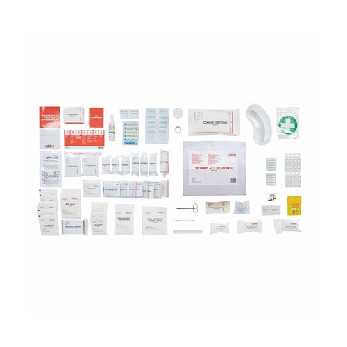 WORKWEAR, SAFETY & CORPORATE CLOTHING SPECIALISTS Mediq Essential First Aid Kit Workplace Response Refill Module In White Cardboard Box 1-25 Persons Low Risk-White-One Size