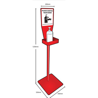 WORKWEAR, SAFETY & CORPORATE CLOTHING SPECIALISTS - Free-Standing Hand Sanitiser Hygiene Station-Red-One Size