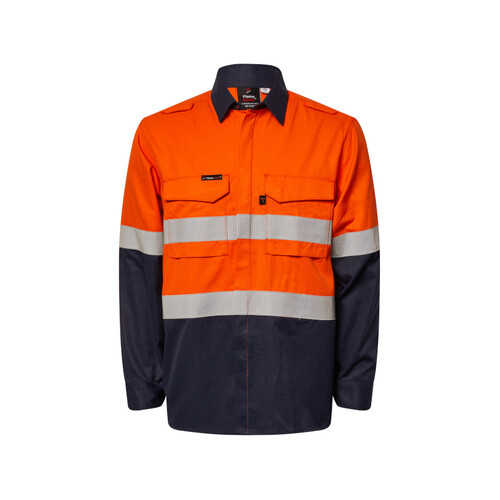 WORKWEAR, SAFETY & CORPORATE CLOTHING SPECIALISTS TORRENT HRC2 MEN'S HI VIS TWO TONE OPEN FRONT SHIRT WITH GUSSET SLEEVES AND FR REFLECTIVE TAPE