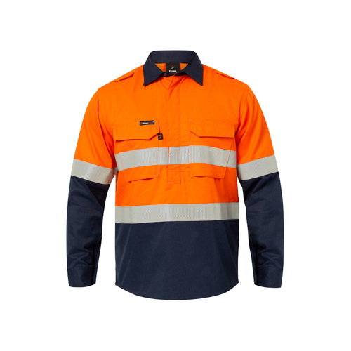 WORKWEAR, SAFETY & CORPORATE CLOTHING SPECIALISTS - TORRENT HRC2 MEN'S HI VIS TWO TONE CLOSE FRONT SHIRT WITH GUSSET SLEEVES AND FR REFLECTIVE TAPE