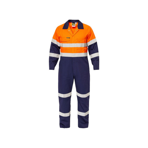 WORKWEAR, SAFETY & CORPORATE CLOTHING SPECIALISTS - Hi Vis Two Tone Cotton Drill Coveralls with Industrial Laundry Reflective Tape