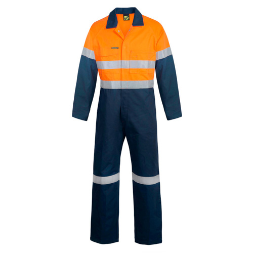 WORKWEAR, SAFETY & CORPORATE CLOTHING SPECIALISTS - Workcraft - Hi Vis Two Tone Cotton Drill Coveralls with CSR Reflective Tape