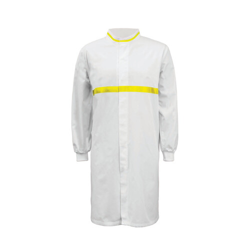 WORKWEAR, SAFETY & CORPORATE CLOTHING SPECIALISTS - Workcraft - Food Industry Long Length Dustcoat with Mandarin Collar, Contrast Trims on Collar and Chest - Long Sleeve