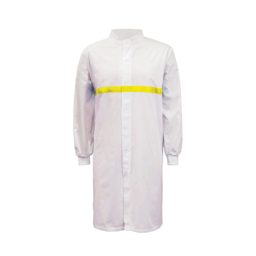 WORKWEAR, SAFETY & CORPORATE CLOTHING SPECIALISTS - Workcraft - Food Industry Long Length Dustcoat with Mandarin Collar, Contrast Trims on Chest - Long Sleeve
