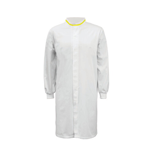 WORKWEAR, SAFETY & CORPORATE CLOTHING SPECIALISTS - Workcraft - Food Industry Long Length Dustcoat with Mandarin Collar, Contrast Trims on Collar - Long Sleeve