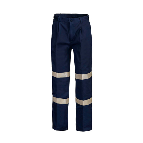 WORKWEAR, SAFETY & CORPORATE CLOTHING SPECIALISTS - Single Pleat Cotton Drill Trouser with 3M tape