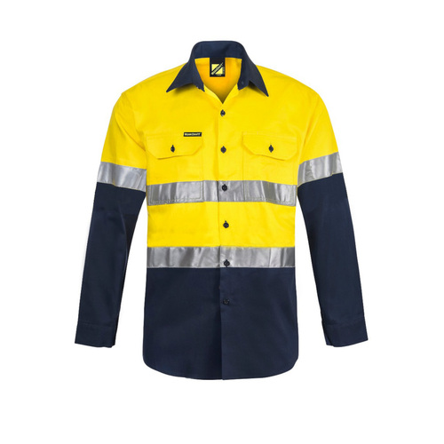 WORKWEAR, SAFETY & CORPORATE CLOTHING SPECIALISTS HI Vis Two Tone Long Sleeve Shirt with 3M #9920 Tape