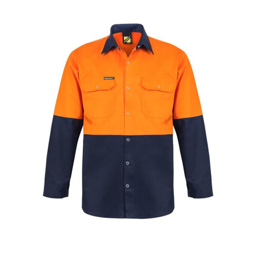 WORKWEAR, SAFETY & CORPORATE CLOTHING SPECIALISTS - HI Vis Two Tone Long Sleeve Shirt with Press Studs