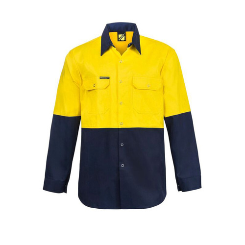 WORKWEAR, SAFETY & CORPORATE CLOTHING SPECIALISTS HI Vis Two Tone Long Sleeve Shirt with Press Studs
