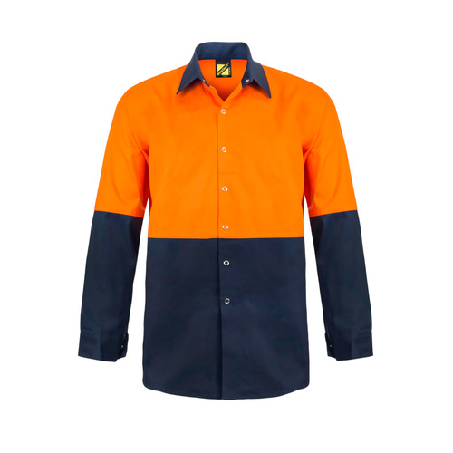 WORKWEAR, SAFETY & CORPORATE CLOTHING SPECIALISTS - HI Vis Two Tone Long Sleeve Shirt with Press Studs and NO POCKETS