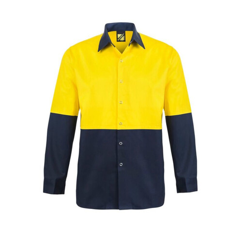 WORKWEAR, SAFETY & CORPORATE CLOTHING SPECIALISTS HI Vis Two Tone Long Sleeve Shirt with Press Studs and NO POCKETS