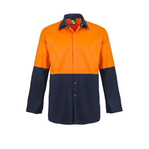 WORKWEAR, SAFETY & CORPORATE CLOTHING SPECIALISTS - Lightweight Hi Vis 2 Tone L/S VENTED Shirt with Press Studs & NO POCKETS