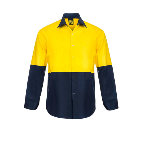 WORKWEAR, SAFETY & CORPORATE CLOTHING SPECIALISTS Lightweight Hi Vis 2 Tone L/S VENTED Shirt with Press Studs & NO POCKETS