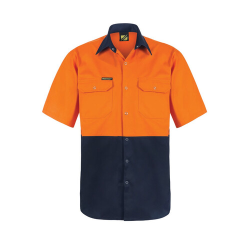 WORKWEAR, SAFETY & CORPORATE CLOTHING SPECIALISTS - HI Vis Two Tone Short Sleeve Shirt with Press Studs