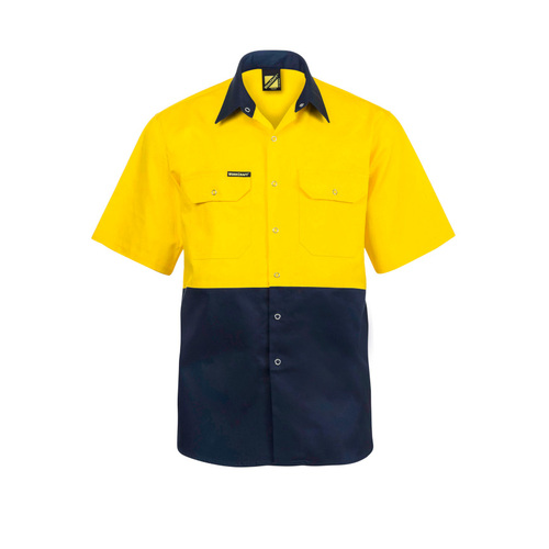 WORKWEAR, SAFETY & CORPORATE CLOTHING SPECIALISTS HI Vis Two Tone Short Sleeve Shirt with Press Studs