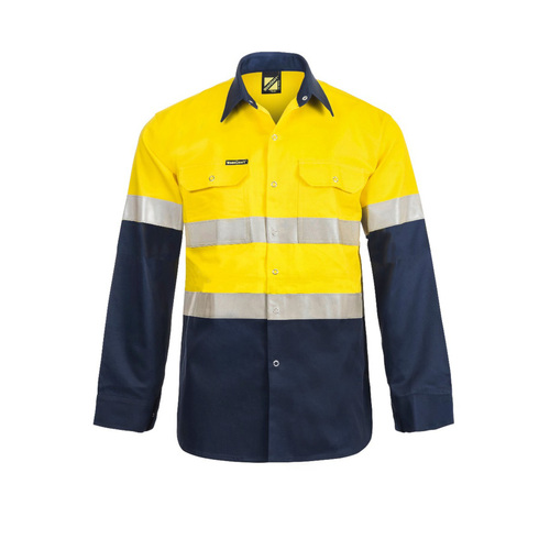 WORKWEAR, SAFETY & CORPORATE CLOTHING SPECIALISTS HI Vis 2 Tone Long Sleeve Shirt with 3M Tape & Press Studs