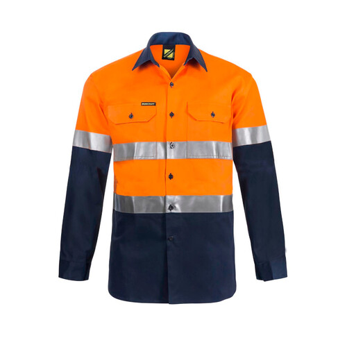 WORKWEAR, SAFETY & CORPORATE CLOTHING SPECIALISTS - HI Vis Two Tone Long Sleeve Shirt with 3M Tape (#8910)