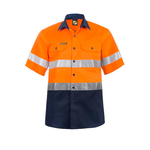 WORKWEAR, SAFETY & CORPORATE CLOTHING SPECIALISTS - HI Vis Two Tone Short Sleeve Shirt with 3M Tape (#8910)