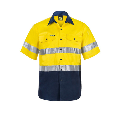 WORKWEAR, SAFETY & CORPORATE CLOTHING SPECIALISTS HI Vis Two Tone Short Sleeve Shirt with 3M Tape (#8910)