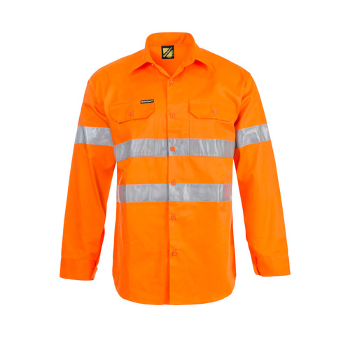 WORKWEAR, SAFETY & CORPORATE CLOTHING SPECIALISTS - HI Vis Long Sleeve Shirt with 3M Tape (#8910)