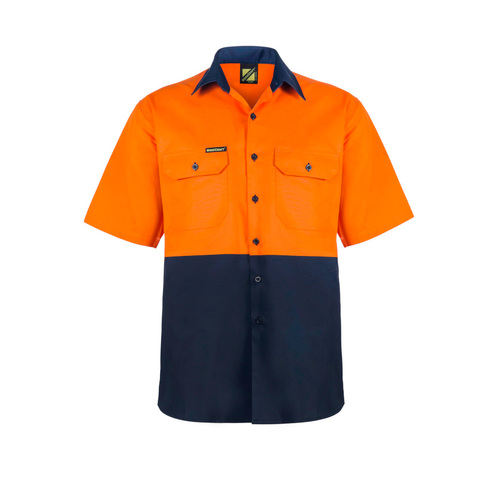 WORKWEAR, SAFETY & CORPORATE CLOTHING SPECIALISTS - Vented Lightweight HI Vis Two Tone Short Sleeve Shirt