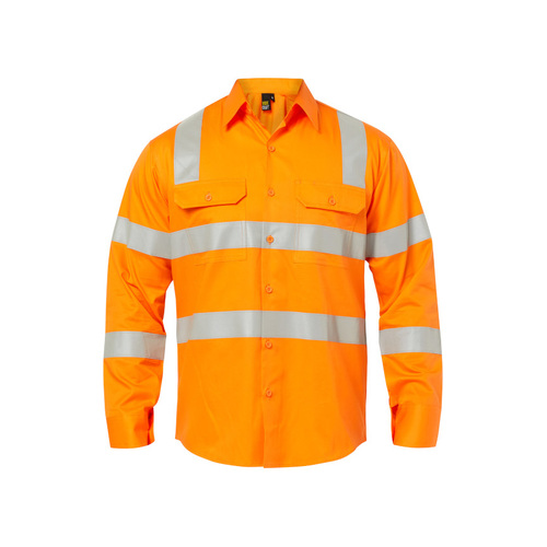 WORKWEAR, SAFETY & CORPORATE CLOTHING SPECIALISTS - Workcraft - Lightweight Hi Vis Vented Cotton Drill Shirt with Semi Gusset and Shoulder Pattern CSR Reflective Tape