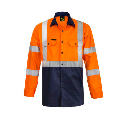 WORKWEAR, SAFETY & CORPORATE CLOTHING SPECIALISTS - Hi Vis 2 Tone Front Long Sleeve with