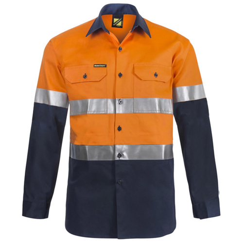 WORKWEAR, SAFETY & CORPORATE CLOTHING SPECIALISTS - Lightweight Hi Vis Two Tone Long Sleeve Vented Cotton Drill Shirt with CSR Reflective Tape
