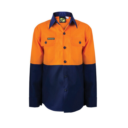 WORKWEAR, SAFETY & CORPORATE CLOTHING SPECIALISTS - KIDS Two Tone Hi Vis Long Sleeve Shirt